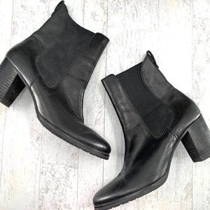 COLE HAAN Black Leather Ankle Boot Heeled Bootie